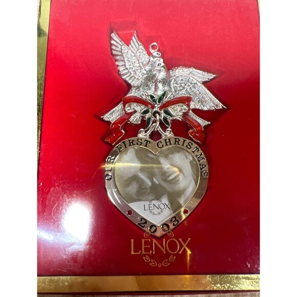 Lenox 2003 Our First Christmas Together Silver Ornament In Box - Picture 2 of 3